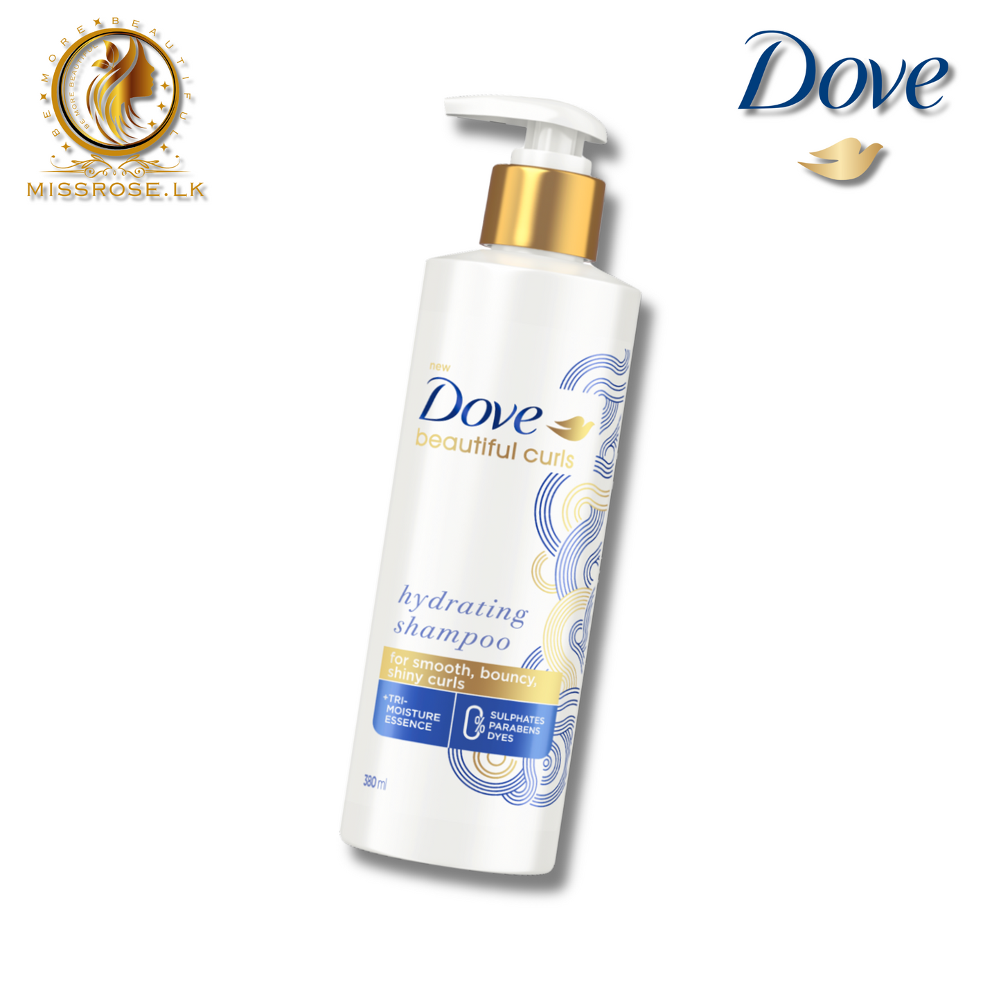 Dove Beautiful Curls Sulphate Free Shampoo 380ml, For Curly Hair