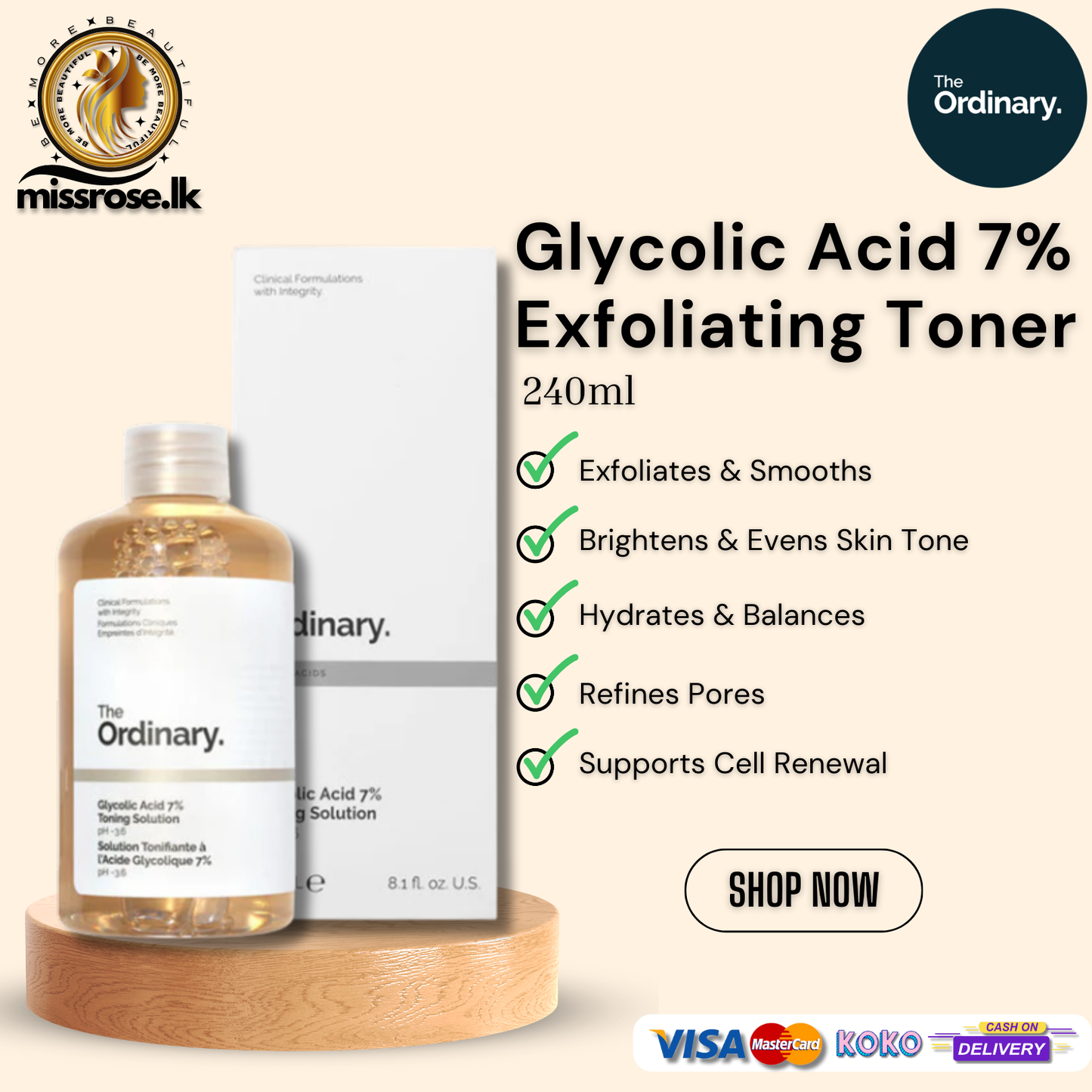 The Ordinary Glycolic Acid 7% Exfoliating Toner 240ml
