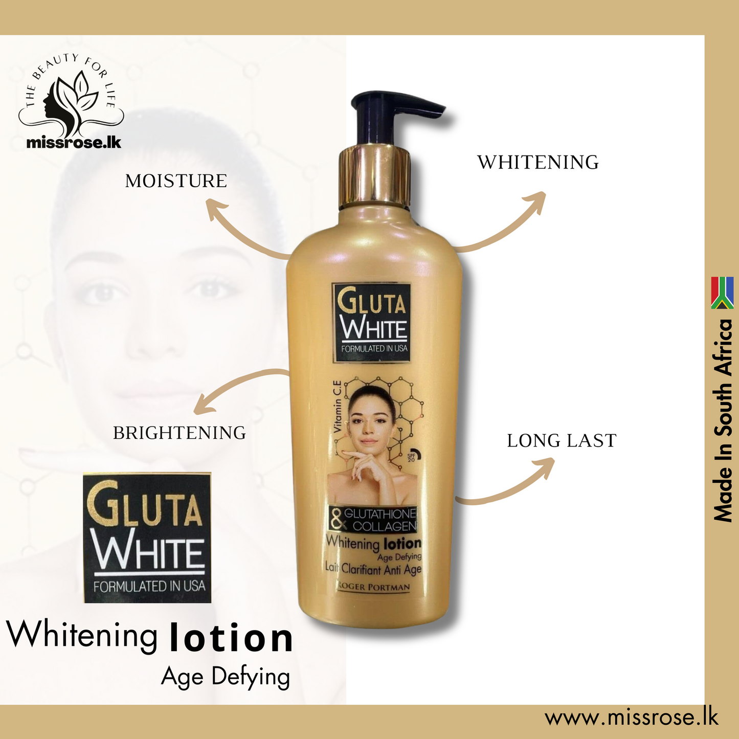 Gluta White Whitening Lotion - Missrose.lk