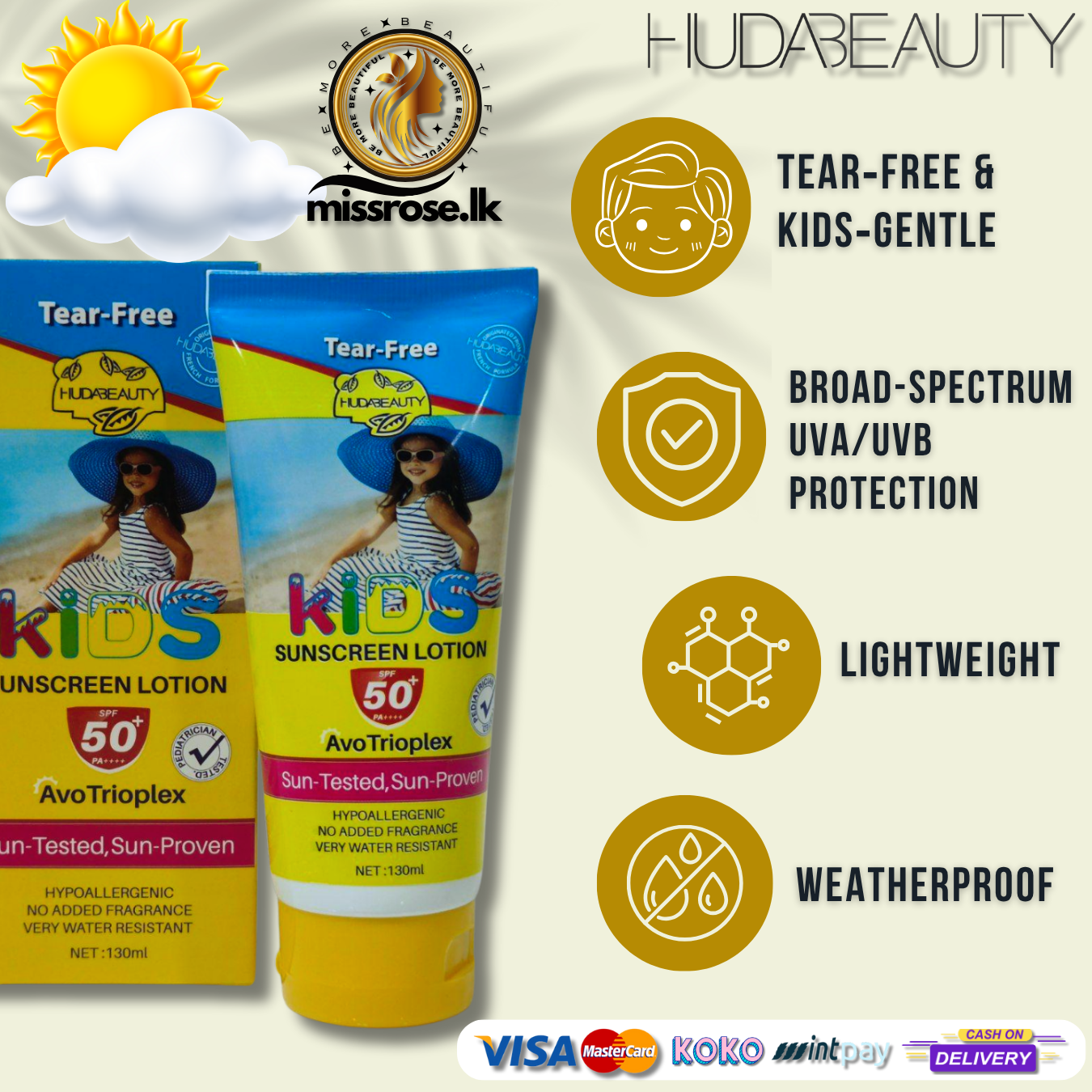 Huda Beauty Kids Sunscreen Lotion SPF50+ (130 ml)