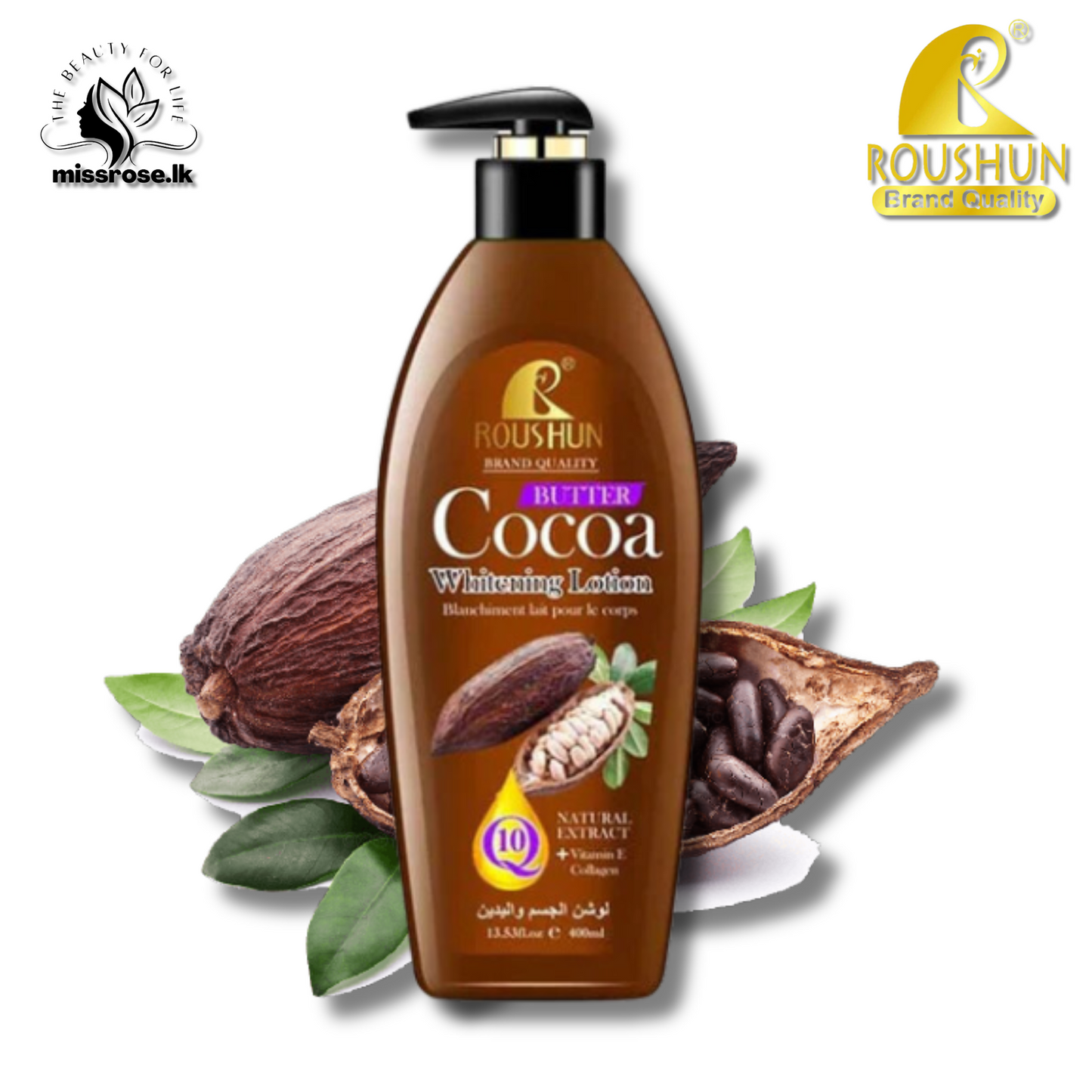 Roushun - Butter Cocoa Whitening Lotion 400ml - Missrose.lk