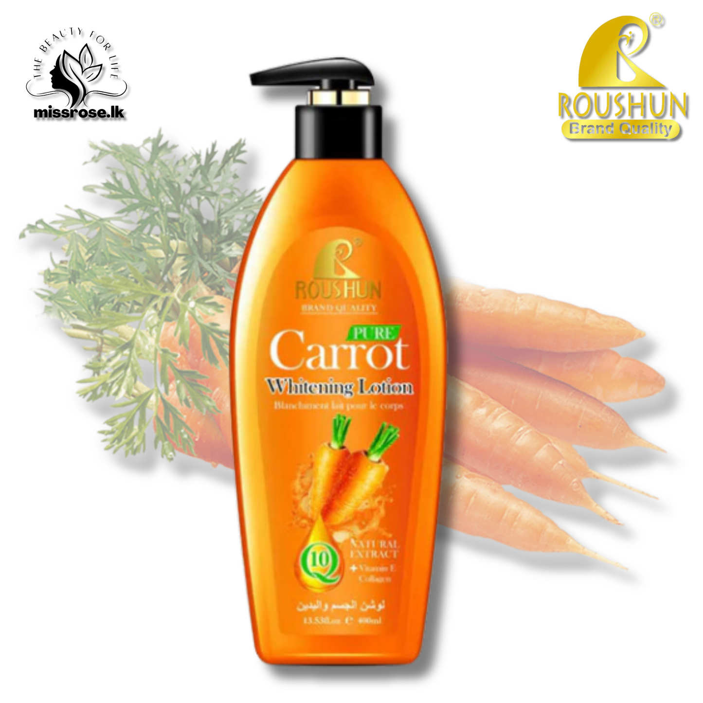 Roushun - Carrot Whitening Lotion - 400ml - Missrose.lk