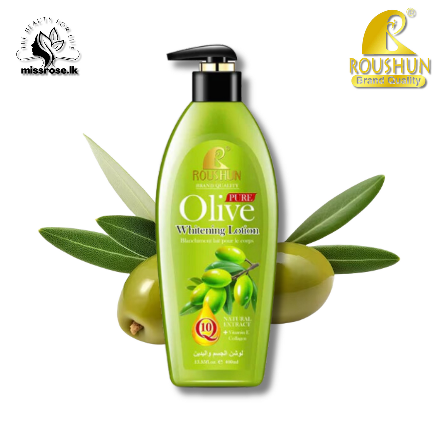 Roushun - Olive Whitening Lotion - 400ml - Missrose.lk