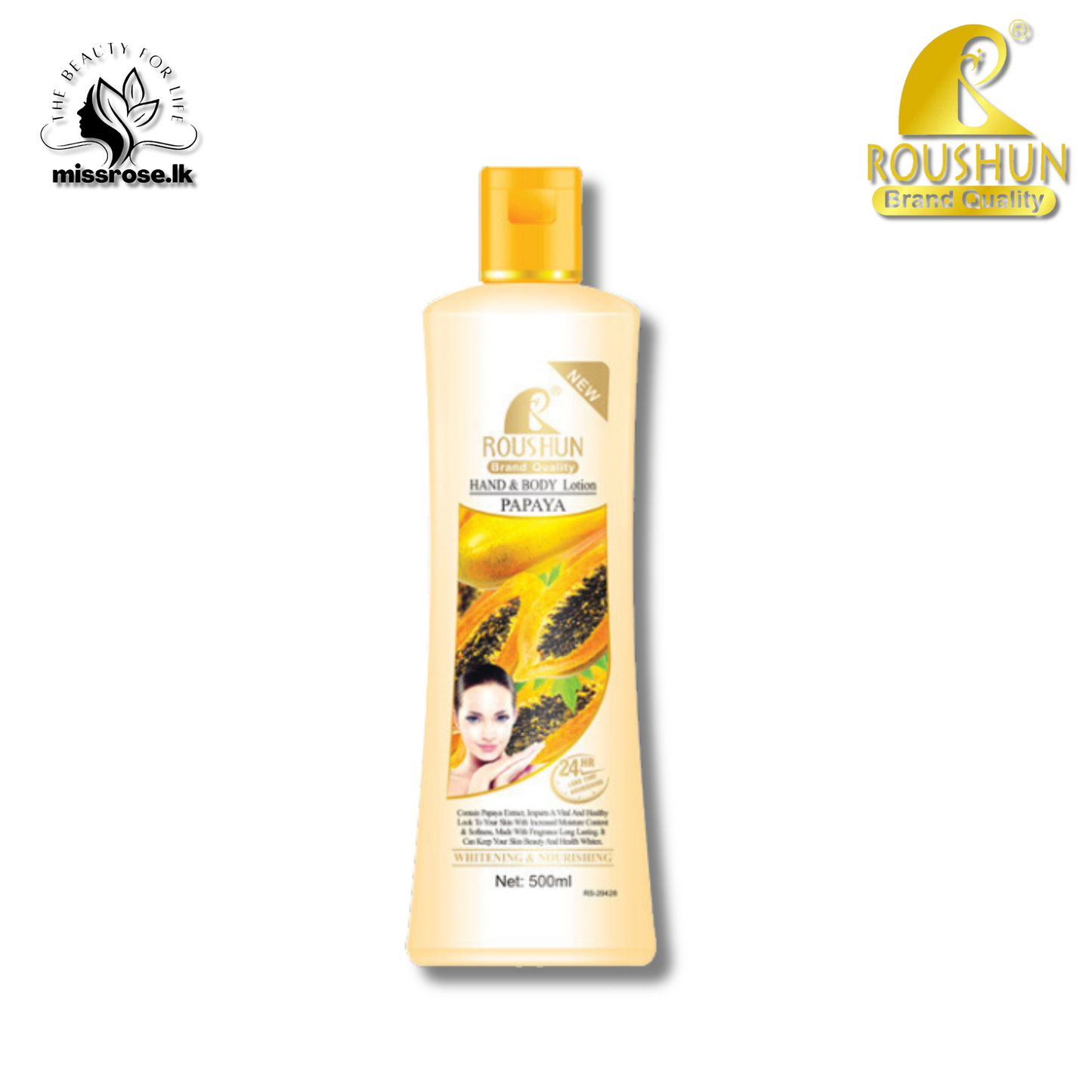 Roushun papaya extract Hand and Body Lotion 500ml - Missrose.lk
