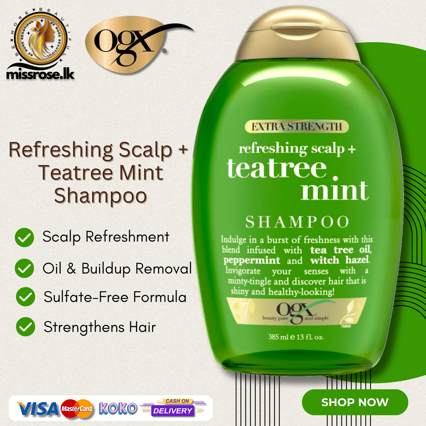 OGX Refreshing Scalp + Teatree Mint Shampoo