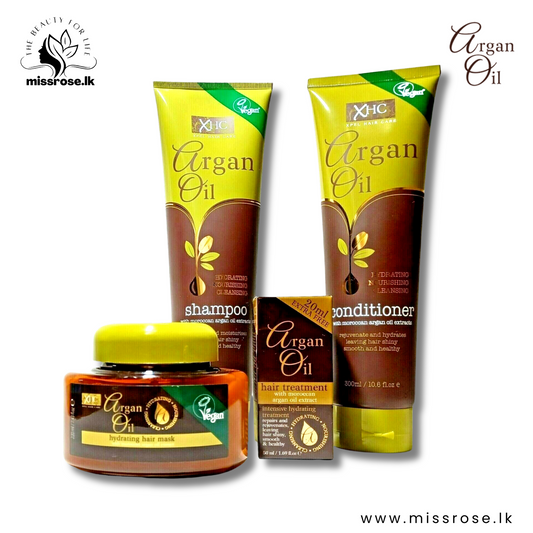4 Pack XHC Argan Oil Hydrating Shampoo Conditioner Hair Mask Oil Set - Missrose.lk