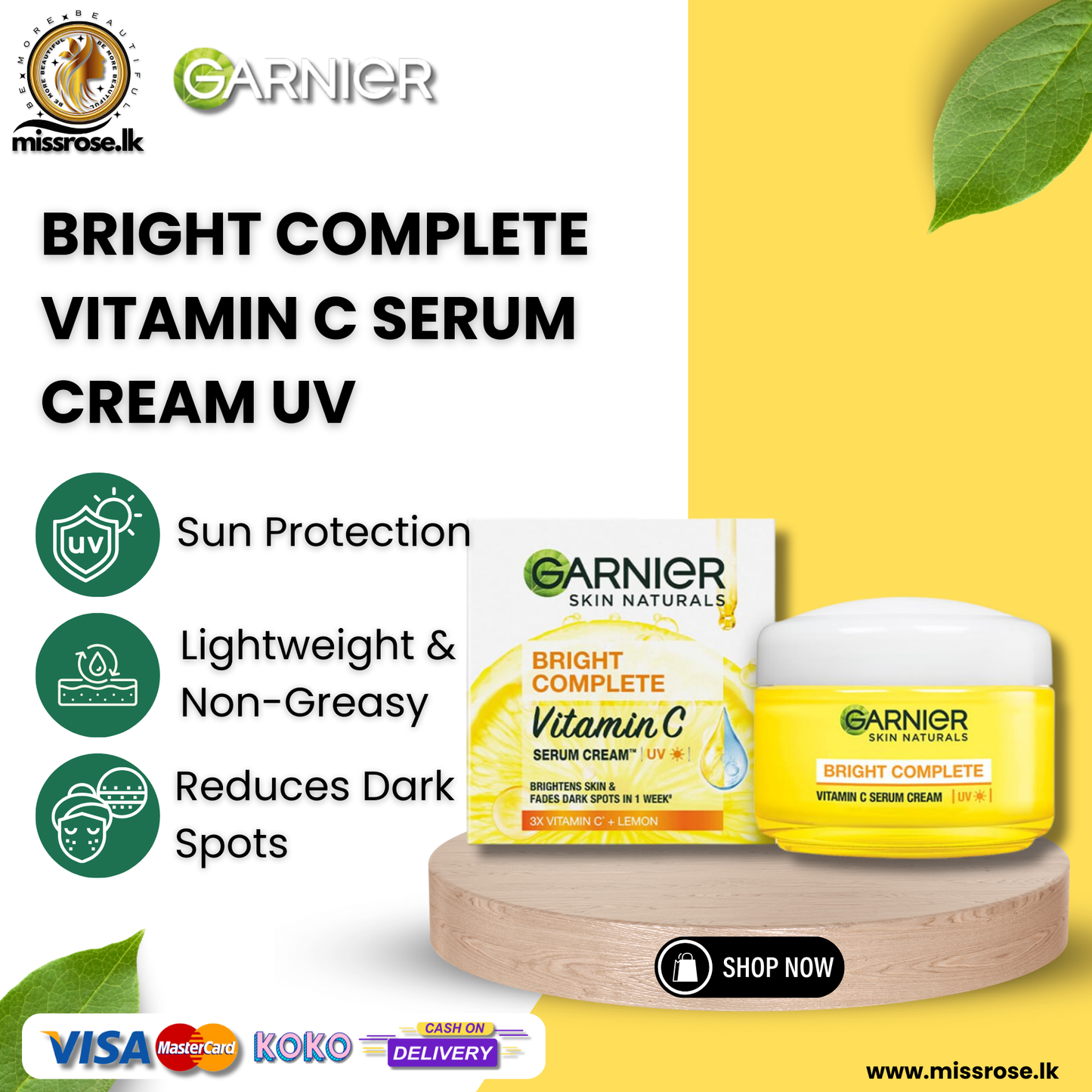 Garnier Bright Complete Vitamin C Serum Cream UV