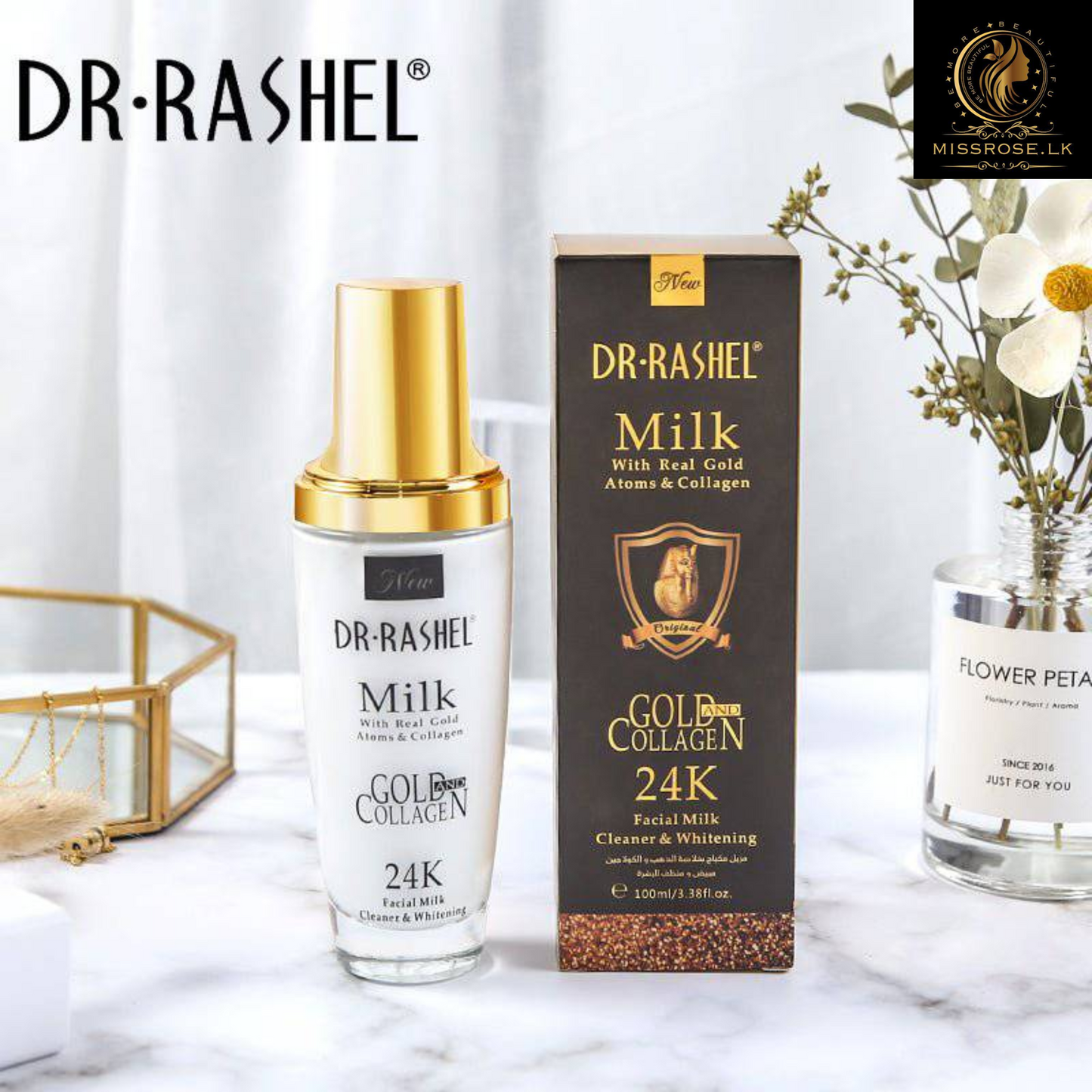 Dr.Rashel Milk with Real Gold Atoms & Collagen 24K Facial Milk Cleaner & Whitener