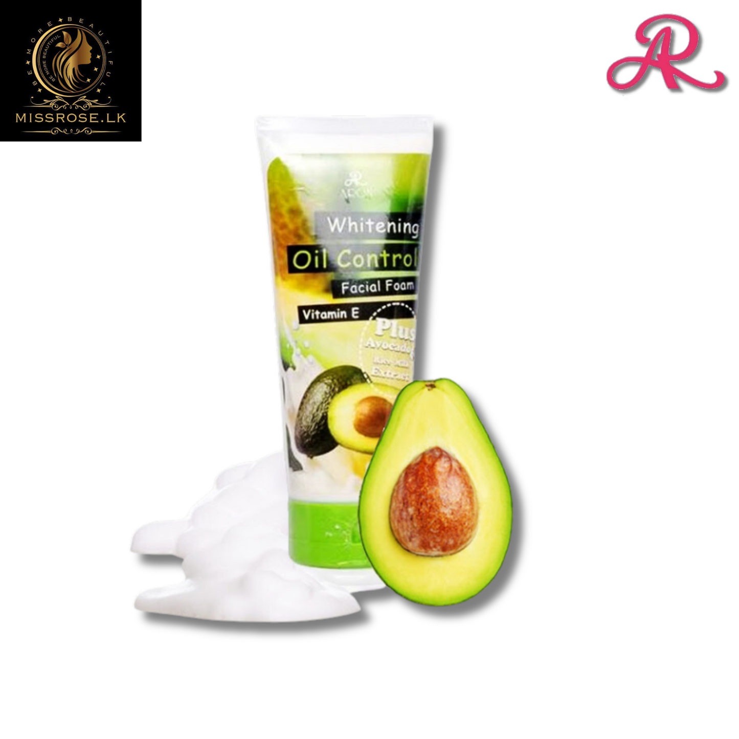AR Whitening Oil Control Facial Foam Vitamin E Plus Avocado and Rice Milk Extract - Missrose.lk