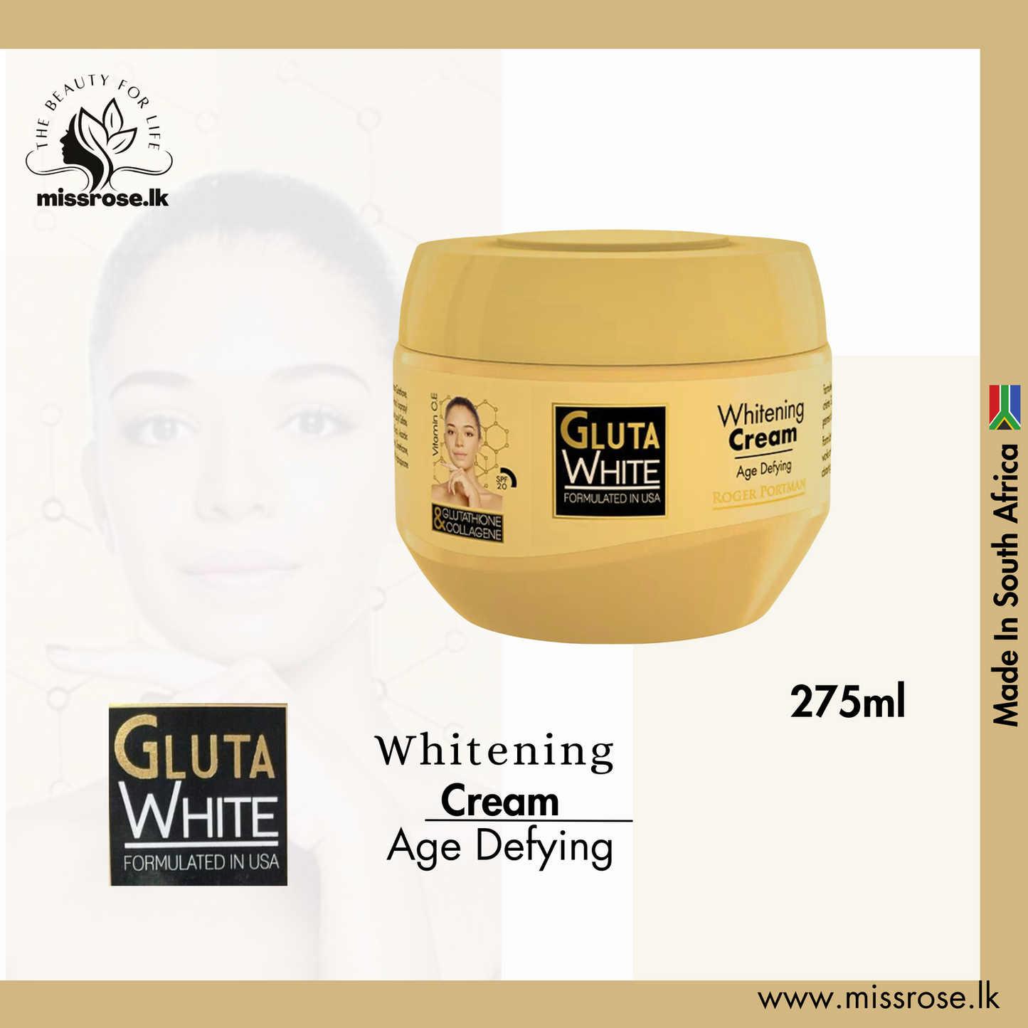 GLUTA WHITE Glutathione and Collagen Whitening Cream - Missrose.lk