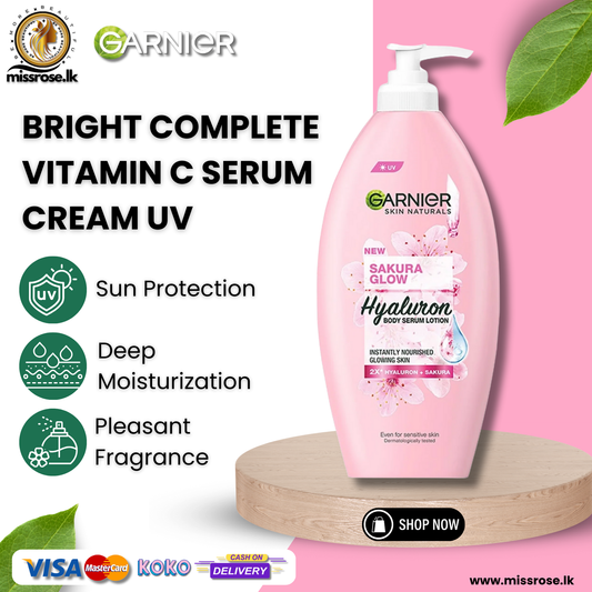 Garnier Sakura Glow Pinkish Radiance Body Serum Milk UV Whitening - Missrose.lk