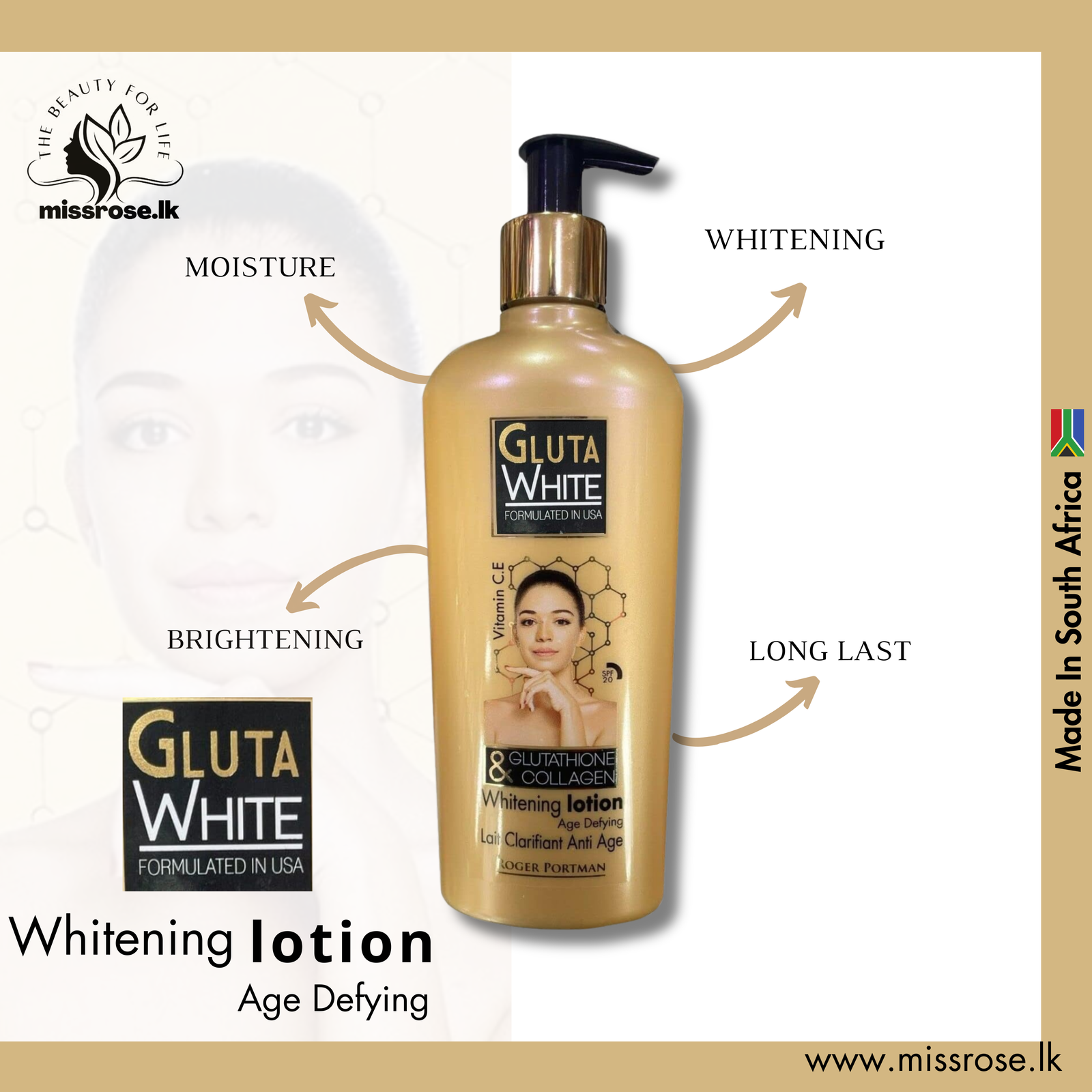 Gluta White Whitening Lotion - Missrose.lk