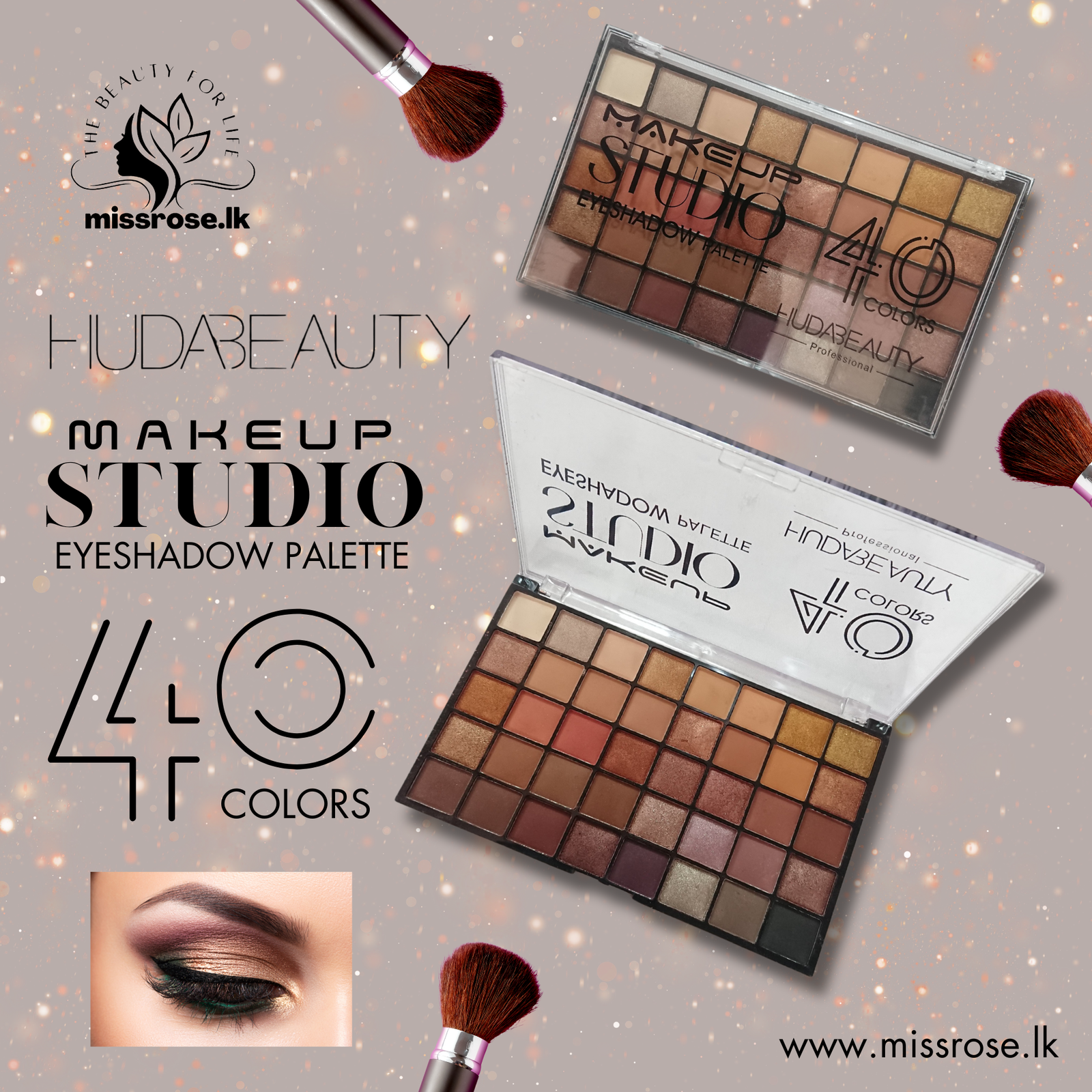 HUDA BEAUTY EYESHADOW PALETTE40 COLORS - Missrose.lk