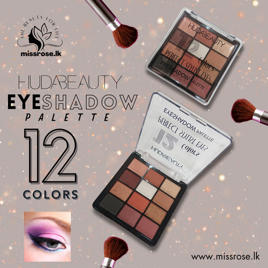 HUDA BEAUTY EYESHADOW PALETTE 12 COLORS - Missrose.lk