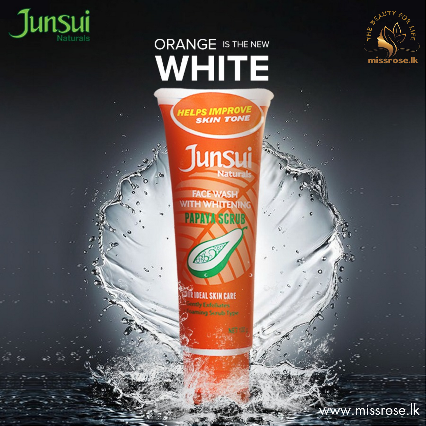 Junsui Naturals Face Wash with Whitening Papaya Scrub - Missrose.lk