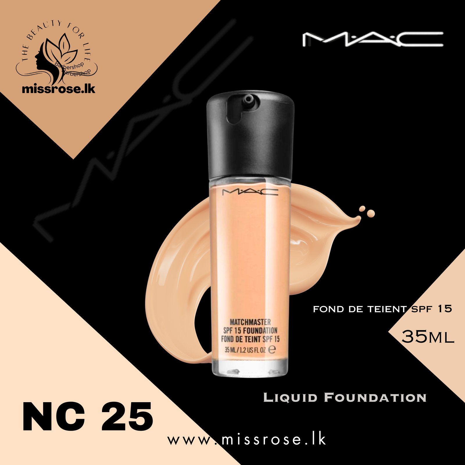 MAC Liquid Foundation NC25 - Missrose.lk