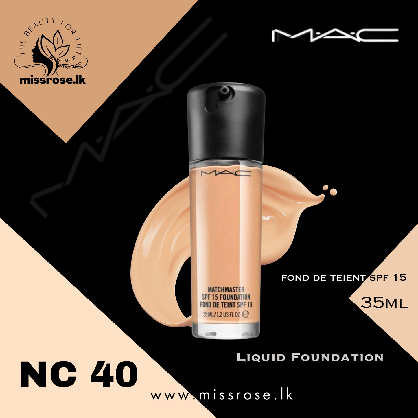 MAC Liquid Foundation NC40 - Missrose.lk
