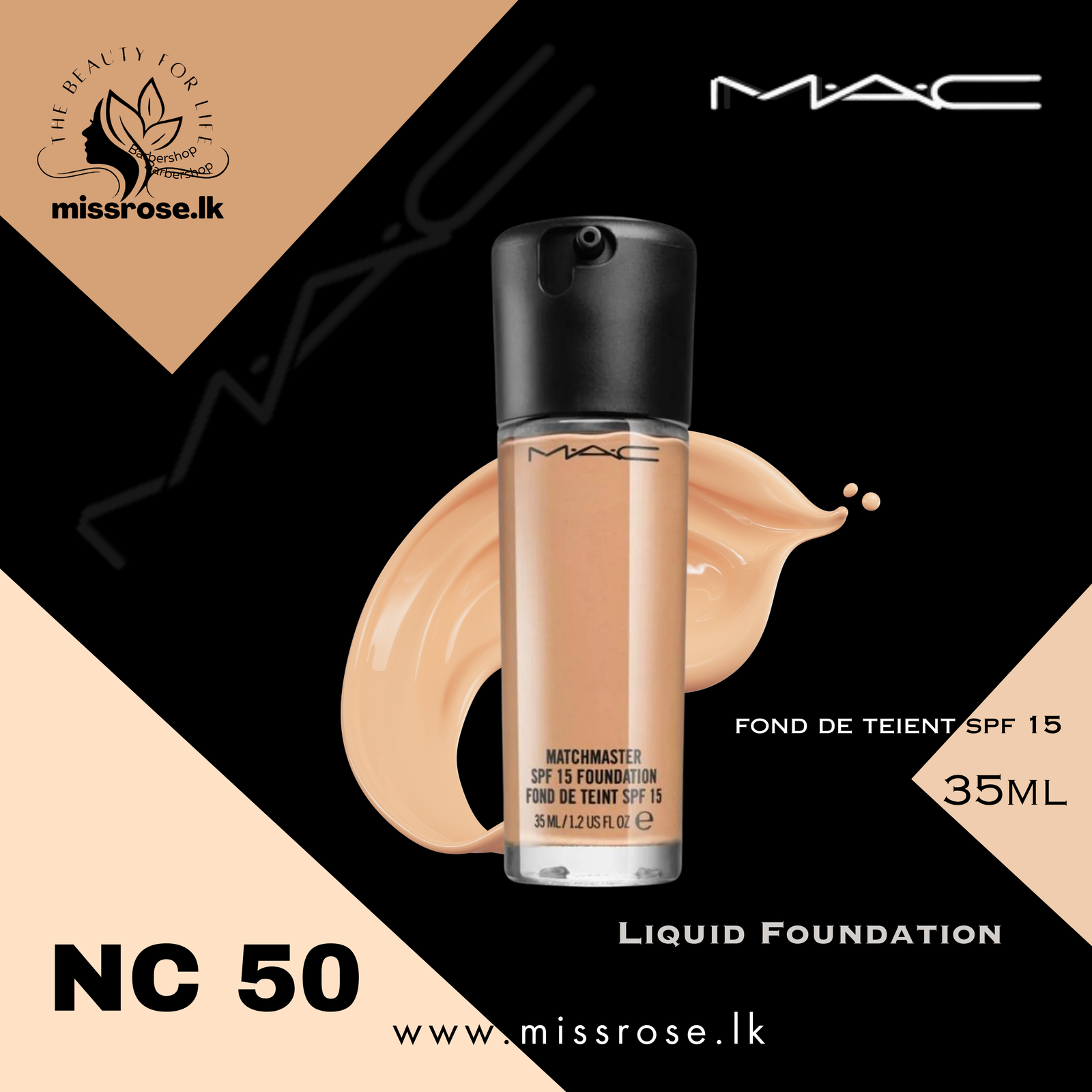 MAC Liquid Foundation NC50 - Missrose.lk