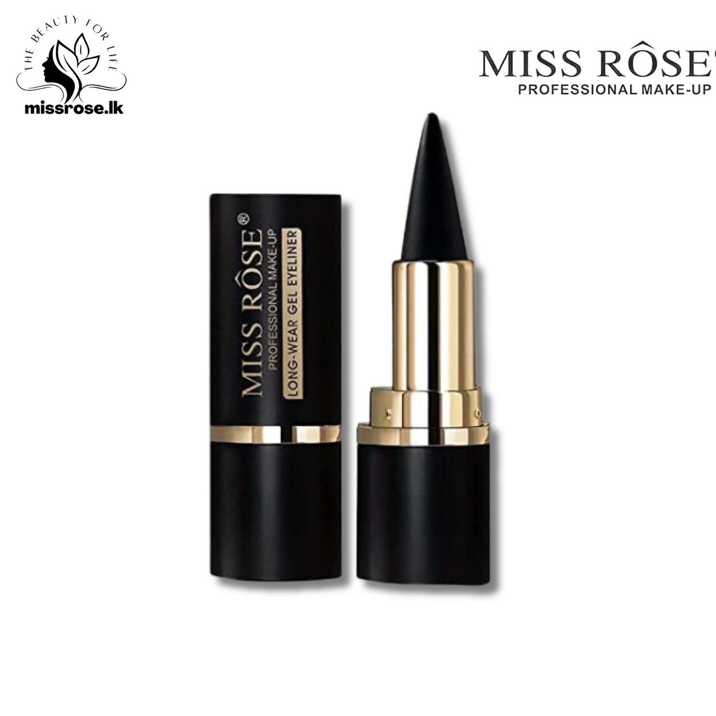 Miss Rose Black Eye Liner Professional Make Up Long Wear Gel Eyeliner - Missrose.lk