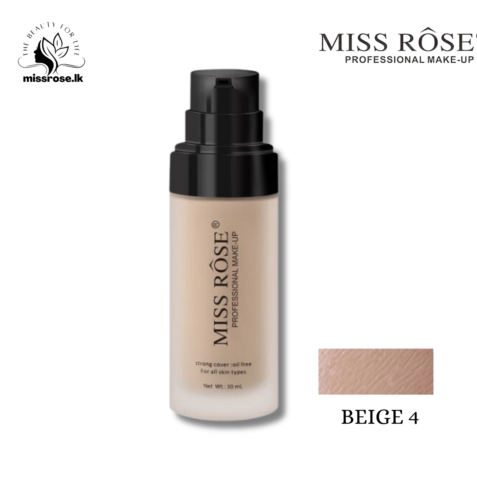 Miss Rose Silky Matte Cover Foundation - Missrose.lk