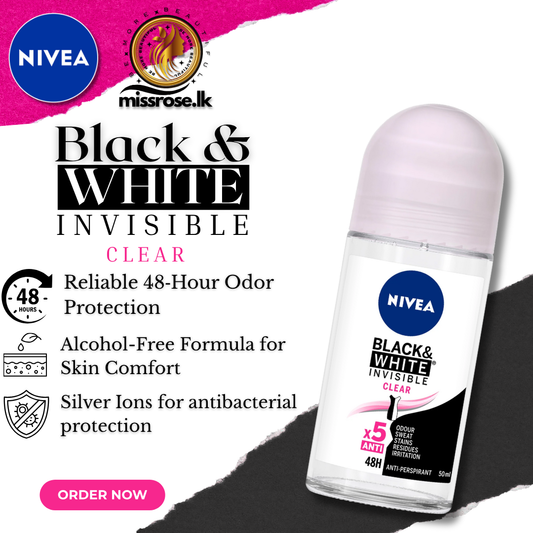 NIVEA Black & White Invisible Clear Roll-On – 50ml