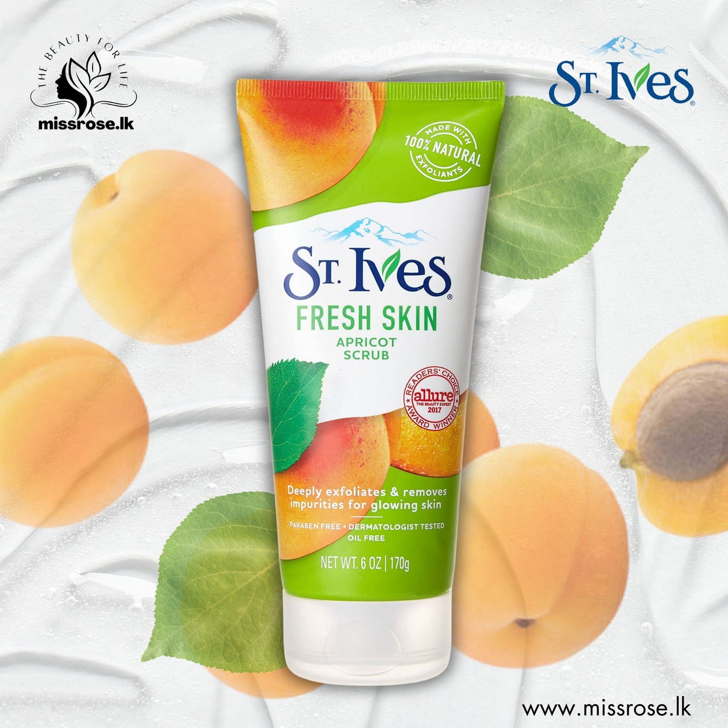 St. Ives Fresh Skin Apricot Scrub 170g - Missrose.lk