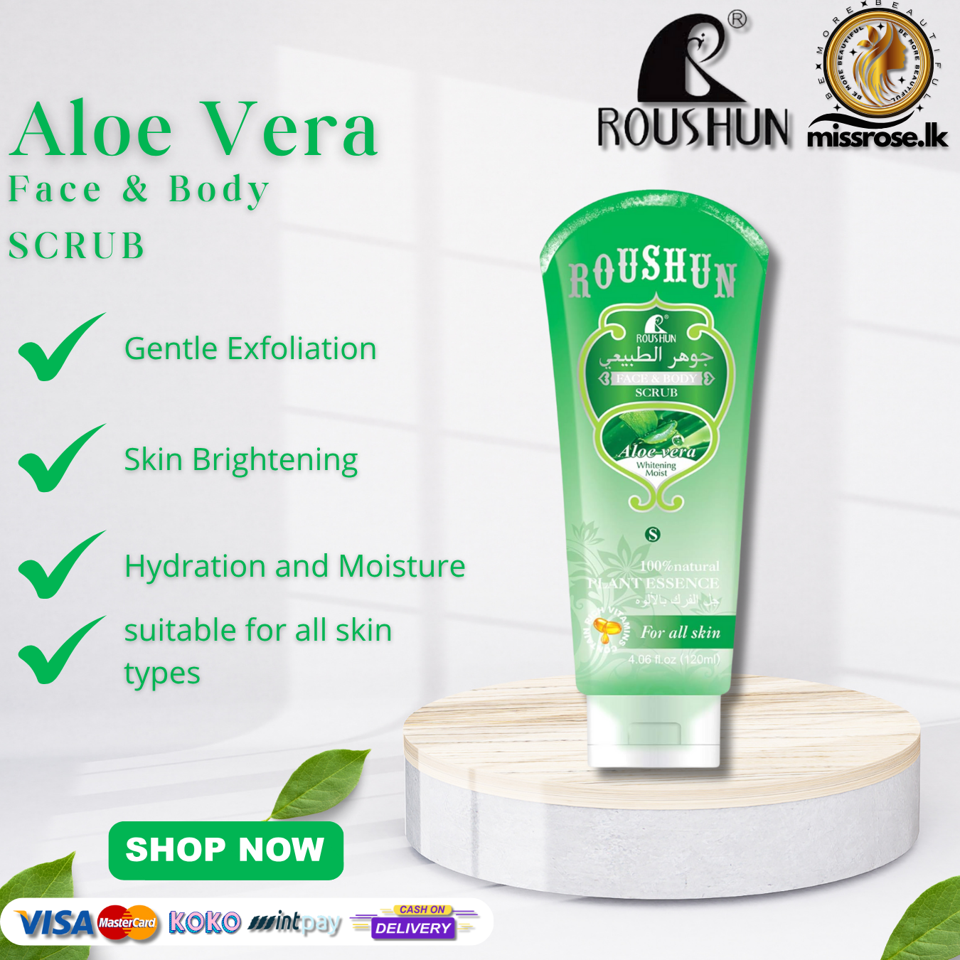 Roushun Aloe Whitening Moist Face Scrub Gel 200ml
