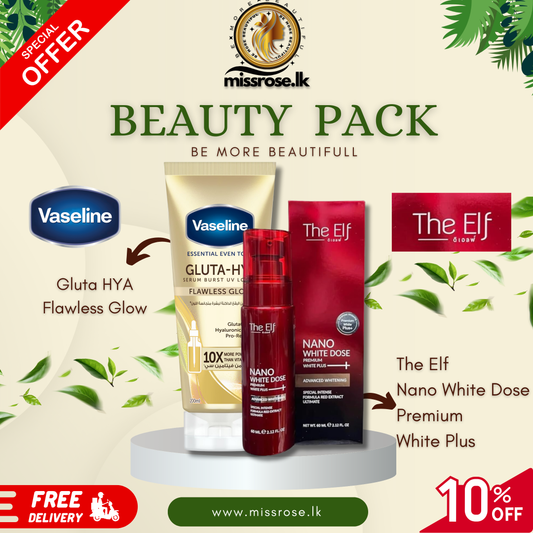 The Elf Nano White Dose – Premium White Plus + Vaseline® Gluta-Hya Serum Burst Lotion – Flawless Bright