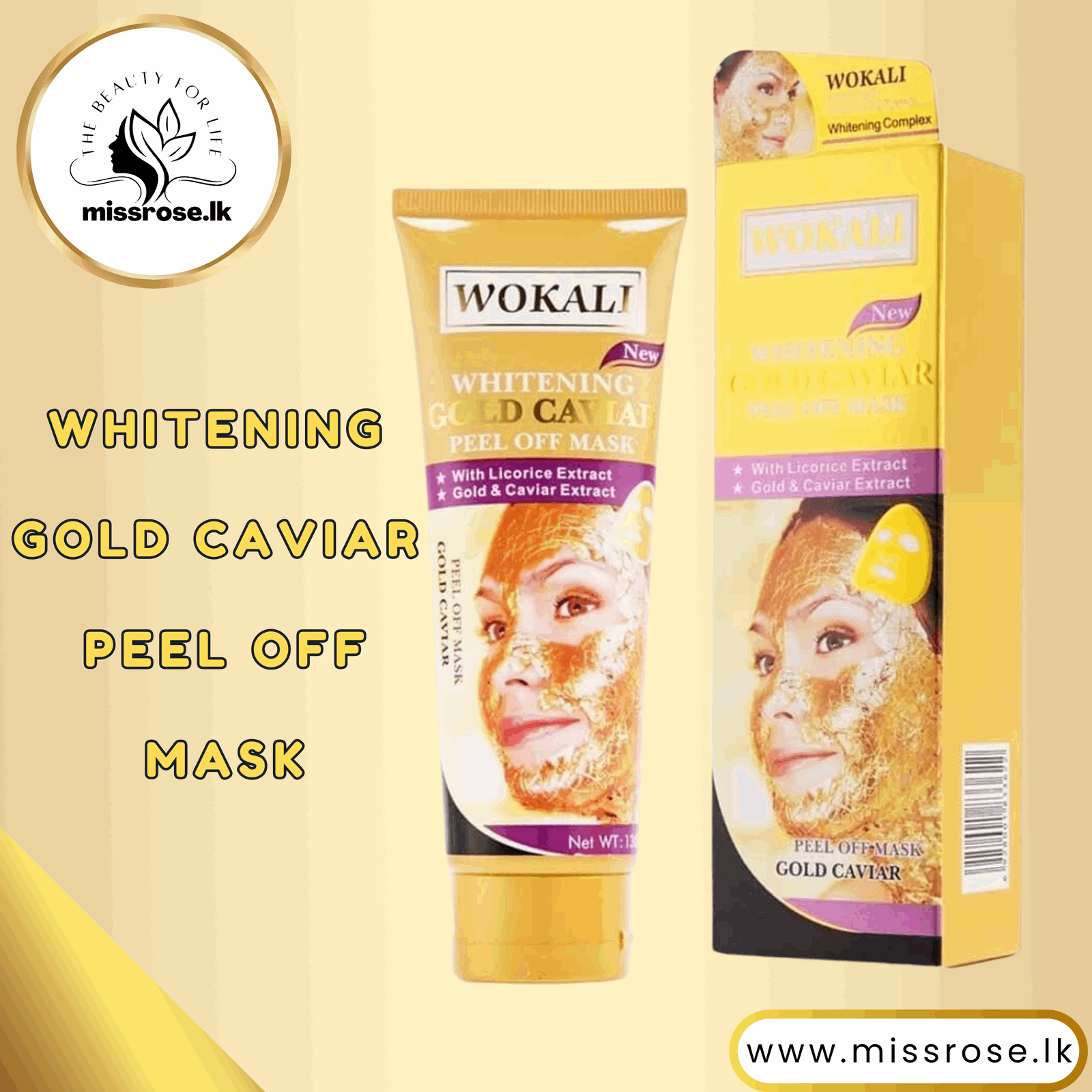Wokali Whitening Peel Off Mask Gold Caviar - Missrose.lk